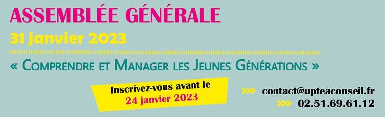 AG le 31 janvier 2023 : "comprendre et manager les jeunes générations".
Inscrivez-vous avant le 24 janvier.